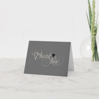 Elegant Type and Cap Graduation Thank You Card