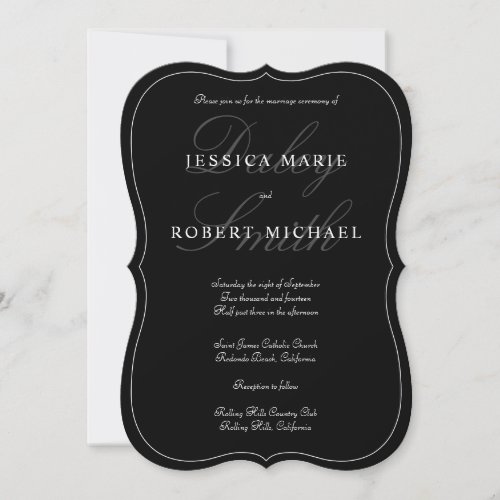 Elegant Type Black  White Wedding Invitation