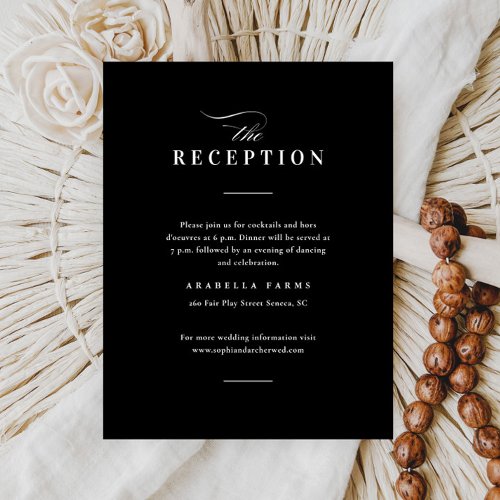 Elegant Type Black  White Wedding  Reception Enclosure Card