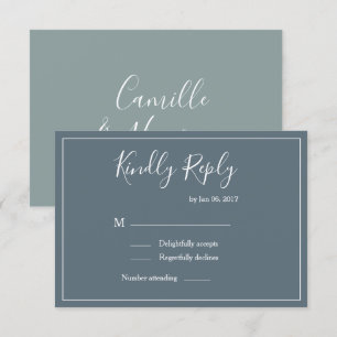 Elegant type blue white green modern wedding rsvp invitation