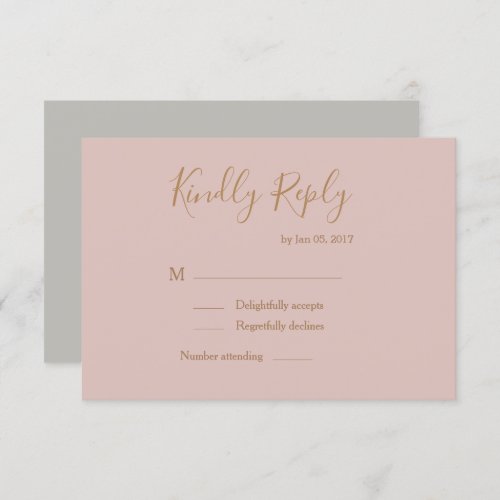 Elegant type blush gold watercolor wedding rsvp invitation