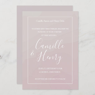 Elegant type blush pink gray watercolor wedding invitation