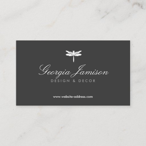 Customizable ELEGANT TYPE DRAGONFLY LOGO on DARK Business Card
