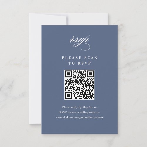 Elegant Type Dusty Blue Wedding QR Code RSVP Card