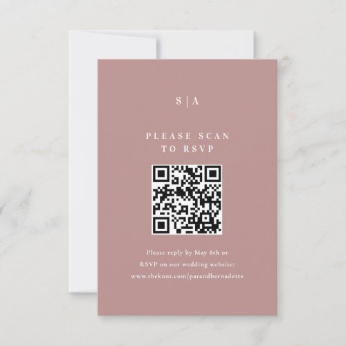 Elegant Type Dusty Pink Wedding QR Code RSVP Card