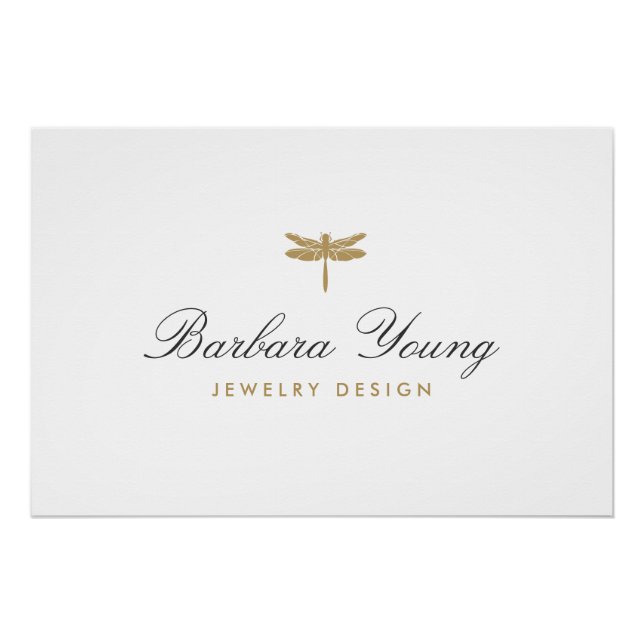 Elegant Type Gold Dragonfly Logo Download Poster (Front)