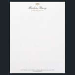 Elegant Type Gold Dragonfly Logo on White Letterhead<br><div class="desc">A vintage inspired illustration of a gold dragonfly creates an elegant identity for your business or personal brand on this stylish letterhead. A beautiful design for interior designers,  home stagers,  realtors,  life coaches or any profession. Matching business card also available. © 1201AM Design Studio</div>