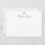 Elegant Type Gold Dragonfly Logo on White Note Card