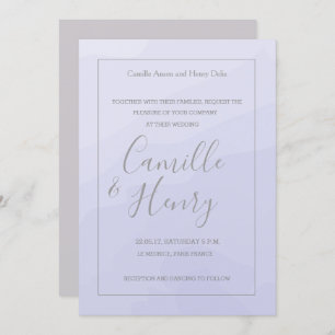 Elegant type lavender gray watercolor wedding invitation