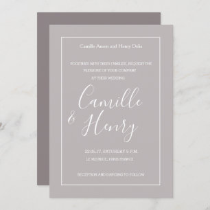 Elegant type lilac gray white frame modern wedding invitation