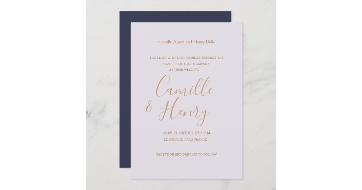 Camille Modern Script Monogram Wedding Invitation