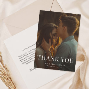 Elegant Type Minimal Photo Wedding  Thank You Card