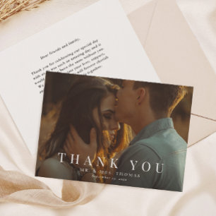 Elegant Type Minimal Photo Wedding  Thank You Card