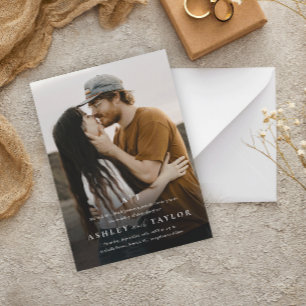 Elegant Type Monogram Photo Wedding Magnetic Invitation