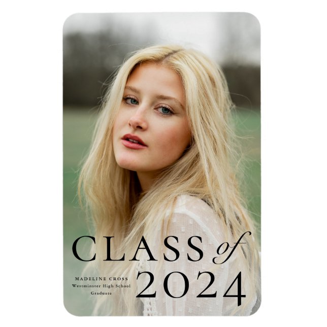 Elegant Type Photo Graduation Announcement Magnet (Vertical)