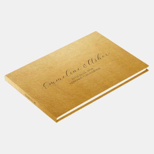 Elegant Type Script Serif Custom Gold Wedding Guest Book