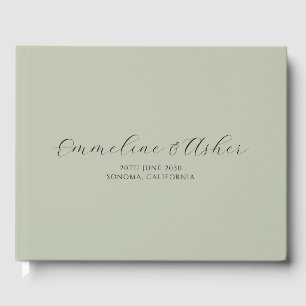 Elegant Type Script Serif Custom Sage Wedding Guest Book