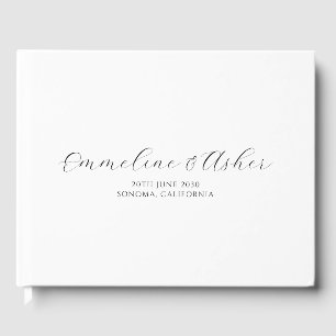 Elegant Type Script Serif Personalized Wedding Guest Book