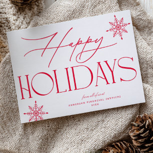 Elegant Type Snowflakes Non-Photo Business Holiday Letterpress Photo Cards