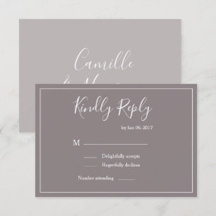 Elegant type taupe white frame modern wedding rsvp invitation