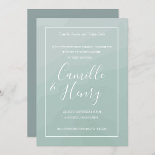 Elegant type turquoise blue watercolor wedding invitation
