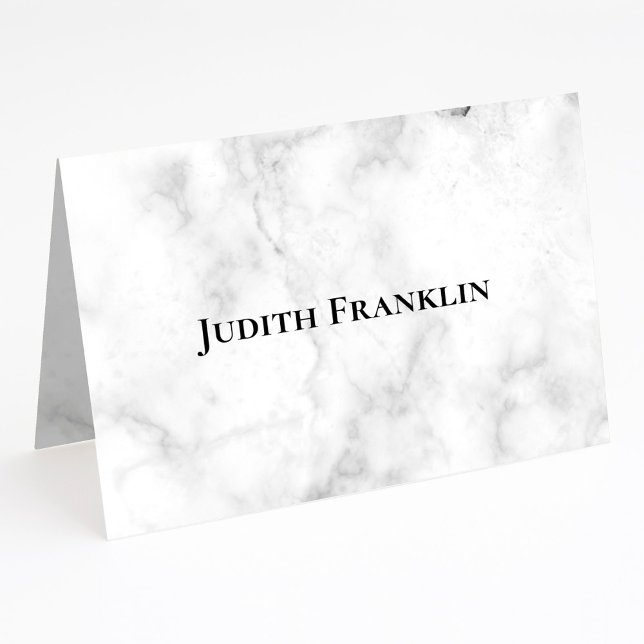 Elegant Typeface White Marble Place Cards (Elegant Typeface White Marble Place Cards)