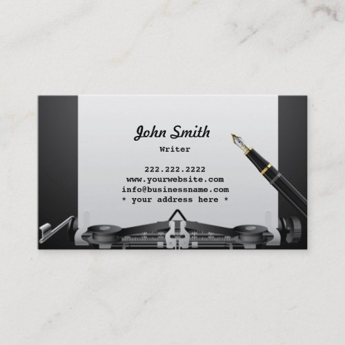 Elegant Typewriter and Pen Writer Business Card