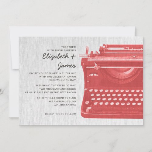 Elegant Typewriter Keys Wedding Invitations