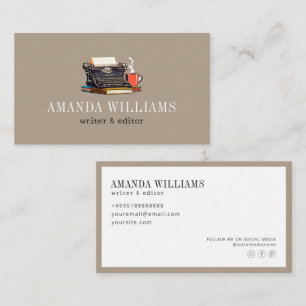 Elegant Typewriter Professional Sand Business Card