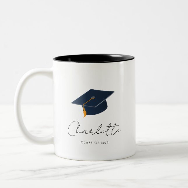 Elegant Typographic Graduation Keepsake Two-Tone Coffee Mug (Left)