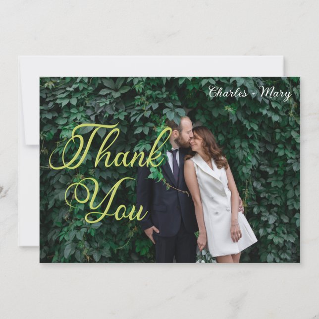 Elegant Typographic Photo Thank You Card (Front)