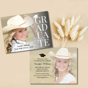 elegant typography 2 faded photo graduation party  postcard