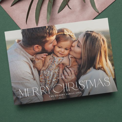 Elegant Typography 2 Photo Merry Christmas Holiday Card