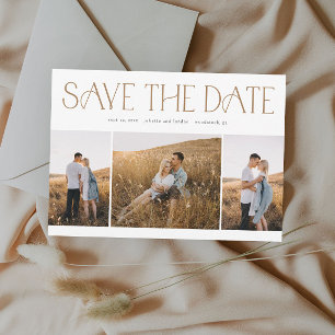 Elegant Typography 3 Photo Collage Wedding Save The Date