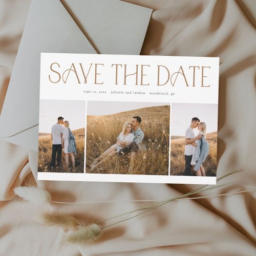 Elegant Typography 3 Photo Collage Wedding  Save The Date