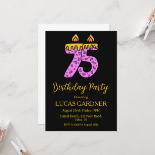 elegant typography 75th birthday invitations