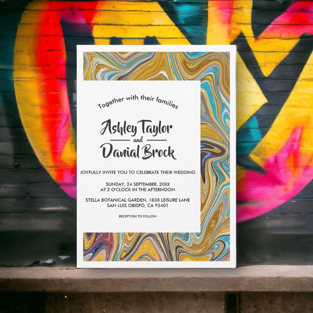 Elegant Typography Abstract Simple Artsy Wedding Invitation (Creator Uploaded)