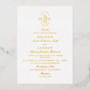 Elegant Typography Ampersand Monogram Wedding Foil Invitation
