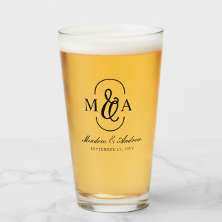 Elegant Typography Ampersand Monogram Wedding Glass