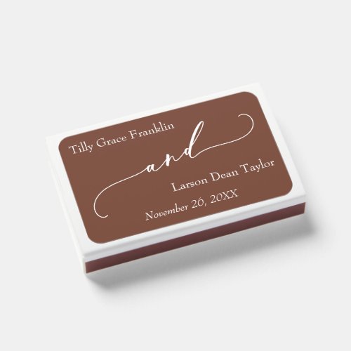 Elegant Typography "And" Terracotta Wedding Matchboxes