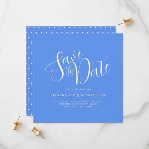 Elegant Typography Beautiful Blue Wedding Save The Date