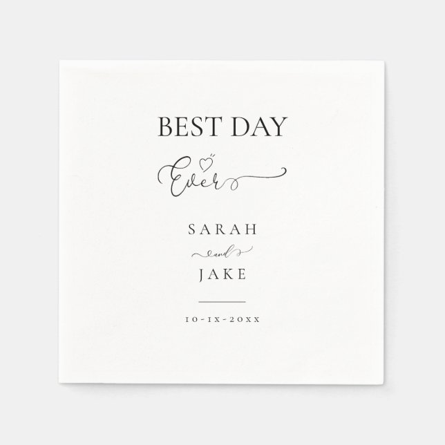 Elegant Typography:BEST DAY EVER wedding  Napkins (Front)