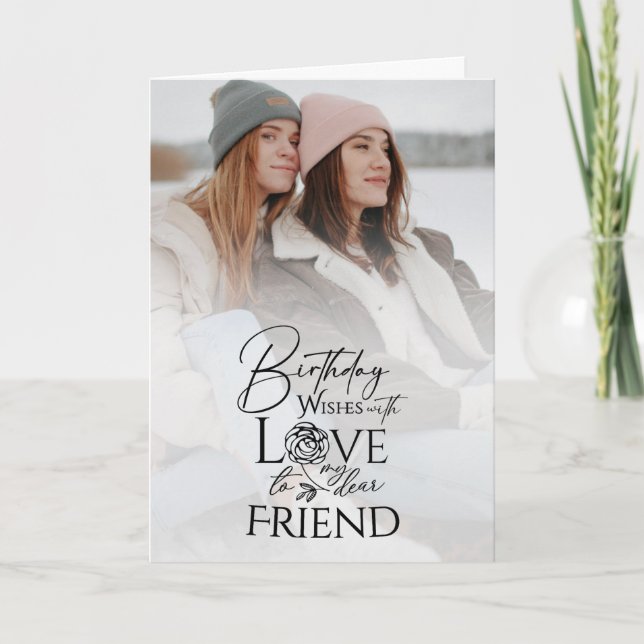 Elegant Typography Birthday Photo Card For Friend (Front)