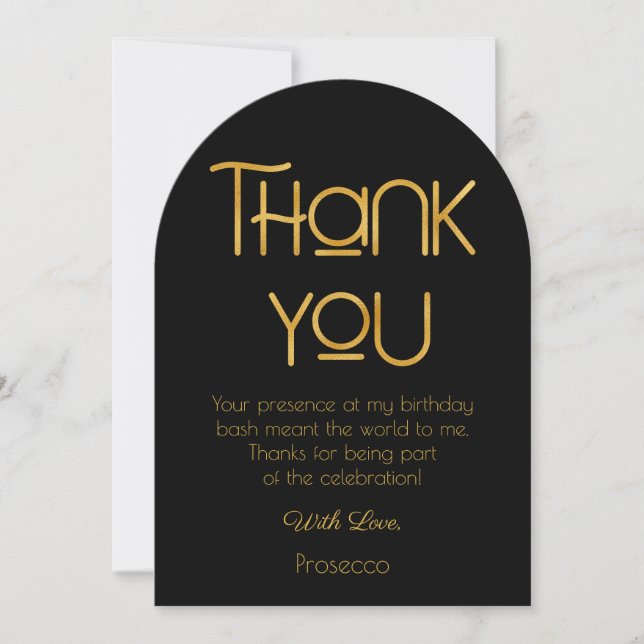 Elegant Typography Birthday Thank You Card (Front)