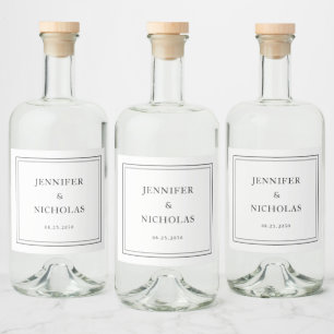 Elegant Typography Black And White Wedding Liquor Bottle Label
