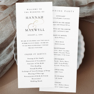 Elegant Typography Black and White Wedding Program