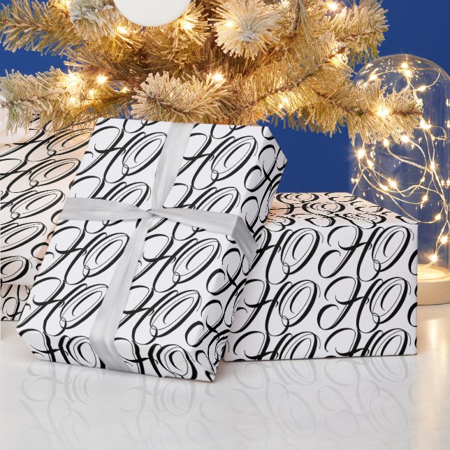 Elegant typography black white HOHO   Wrapping Paper (Holidays)