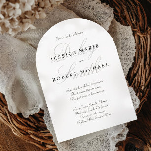 Elegant Typography Black & White Wedding Arch Invitation