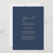 Elegant Typography Blue & Gold Graduation Party Invitation (Back)