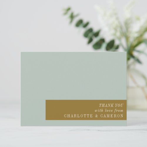 Elegant Typography Blue Olive Custom Wedding  Thank You Card